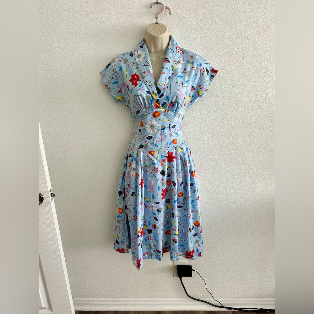 Dapper Day NWT XS Dress First Frost Disney Mushroom‎ Nature Pinup 60s Retro